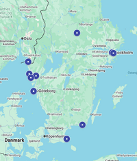 Karta som visar blue schools i Sverige